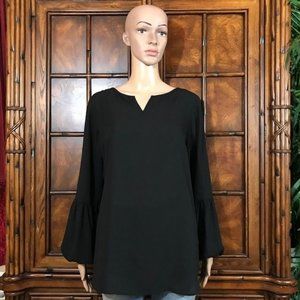 Joan Rivers Black Micro Crepe Balloon Sleeve Top